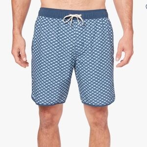 Fair Harbor Blue Patterned Swim Trunks